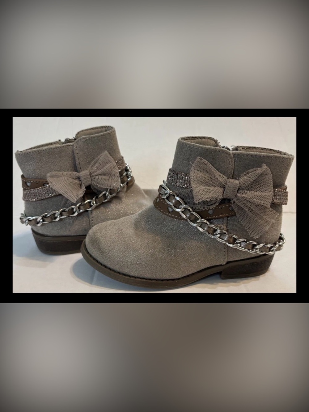Crown Vintage Girls Gray Ankle Boots US 7M Zip closures